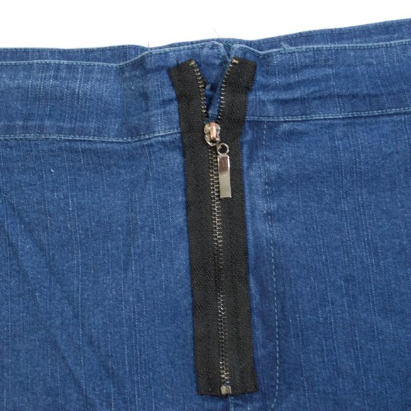 REBORN Indigo Asymmetrical Raw-Hem High-Waisted Skirt 3X - Picture 2 of 9